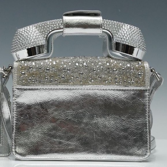 BETSEY Party Line Million Stars Silver Metallic PHONE PURSE Crossbody Bluetooth - Picture 16 of 16